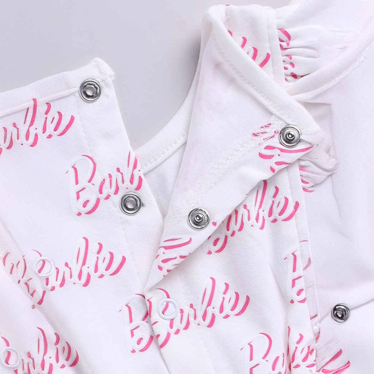 Mom's Love Girls' Printed Cotton Rompers | White | 09 - 12 months