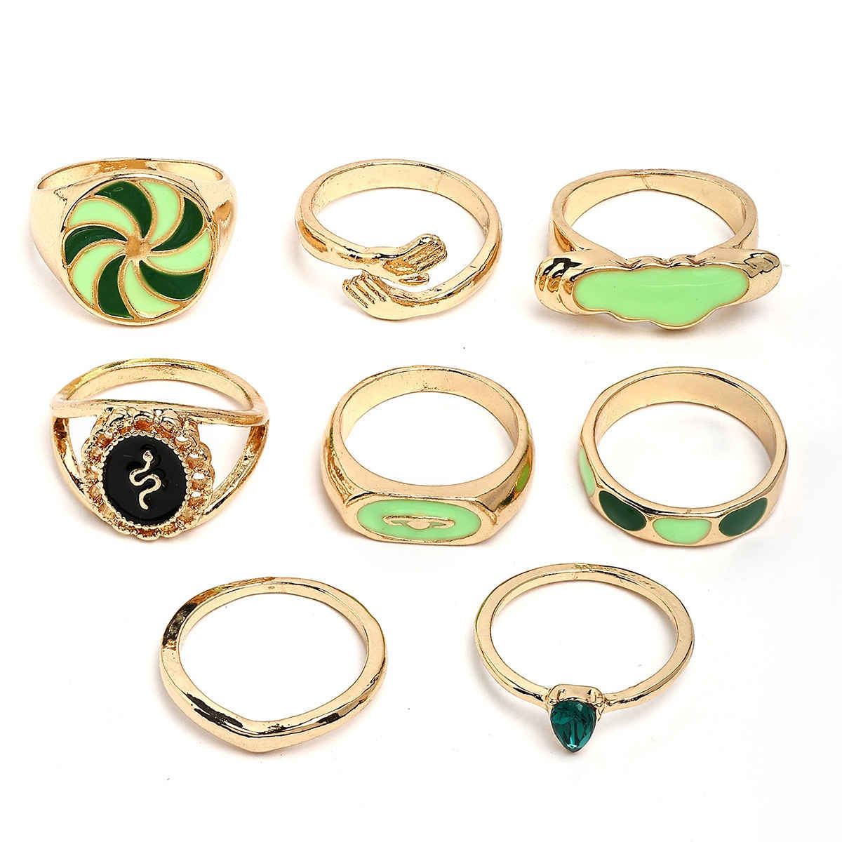 Karatcart Women's Designer Ring Combo Green One Size | 44038415