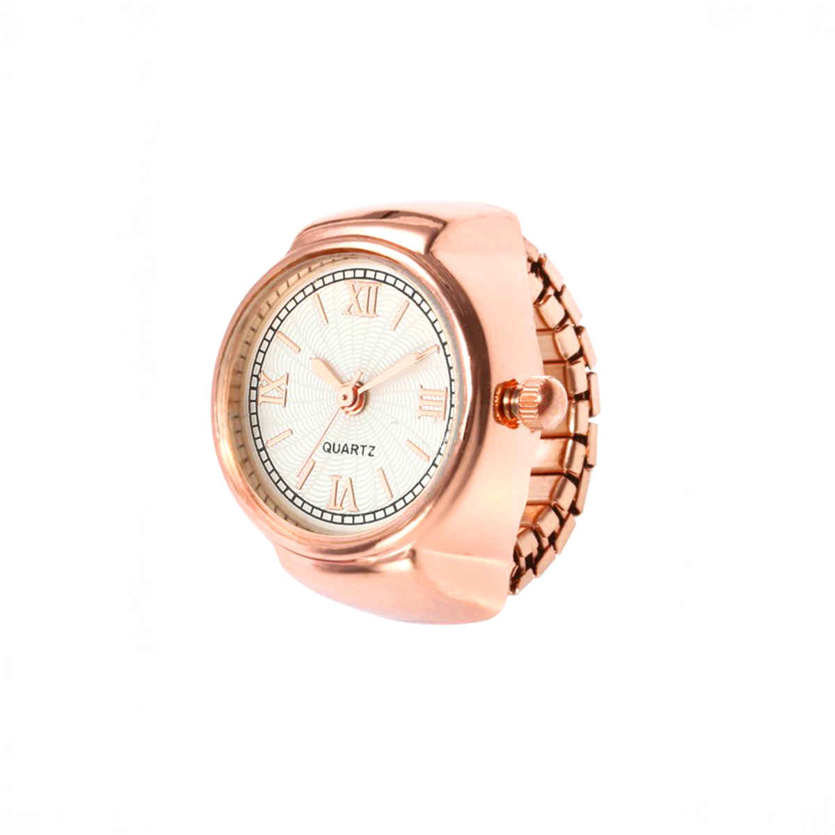 Yellow Chimes Stretchable Rose Gold Watch Ring for Women