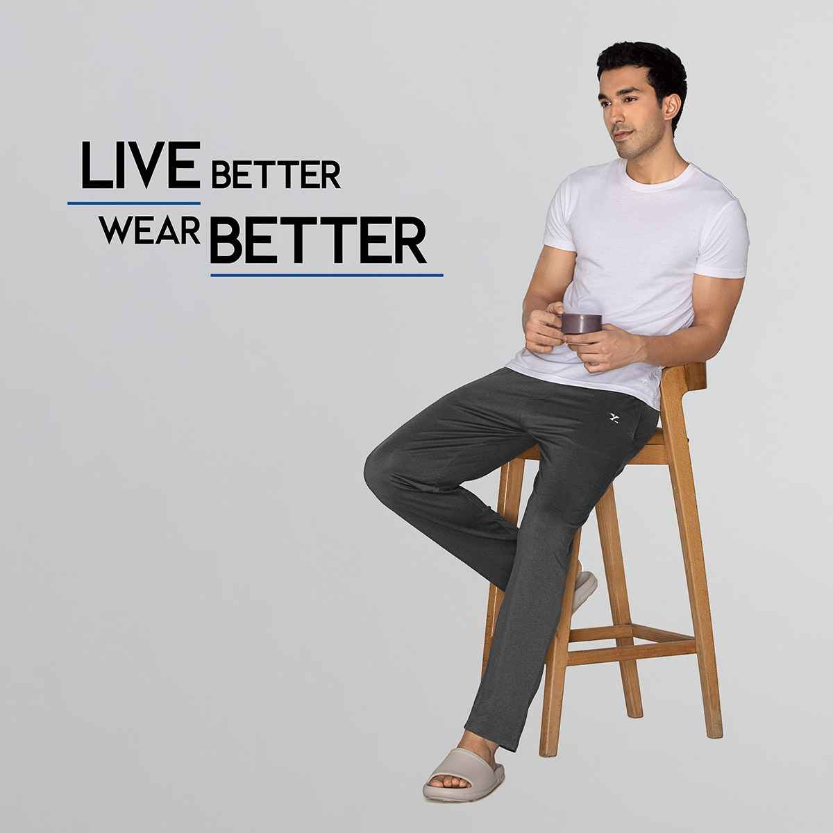 XYXX Ace IntelliSoft Cotton Modal Solid Loungewear Relaxed Fit | 2 Zipper Side pockets | Grey- M