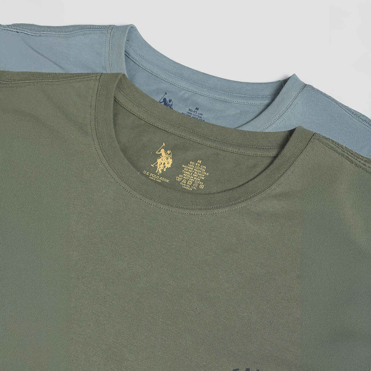 USPA Round Neck Cotton Lounge T - Shirt For Men - Grey and Green - L