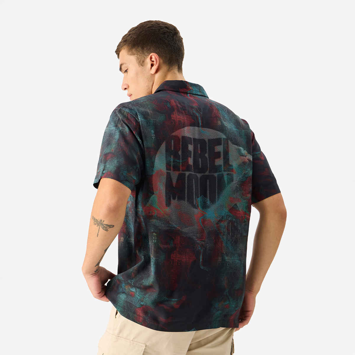 The Souled Store Men's Regular Rebel Moon - Kora Holiday Shirts | Black | L