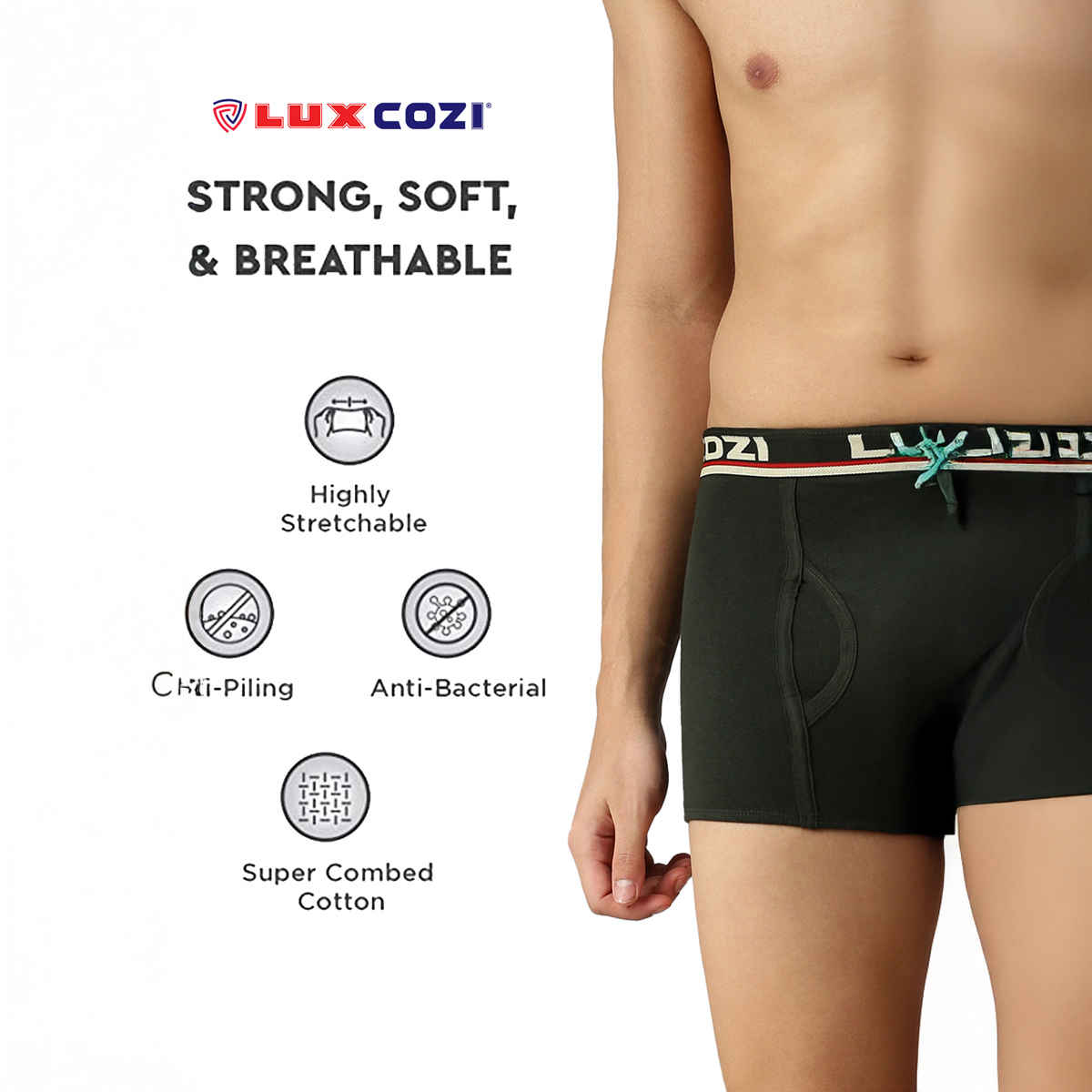 Lux Cozi Men's Solid Trunk | Assorted | 100 cm | Pack of 3
