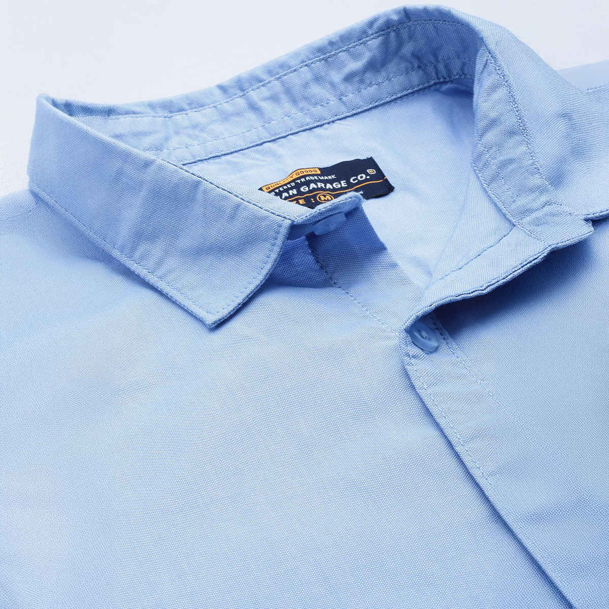The Indian Garage Co Men's Regular Fit Solid Formal Shirts | Blue - L