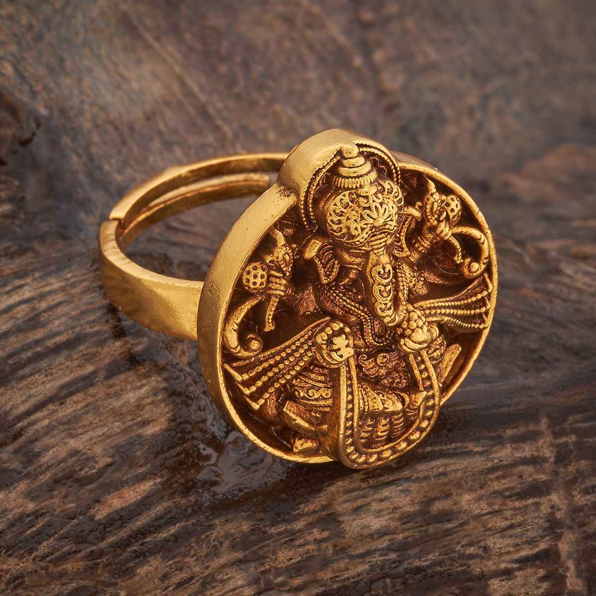 Kushal s Fashion Jewellery Gold -Plated Synthetic Stones Antique Finger Ring | 435968
