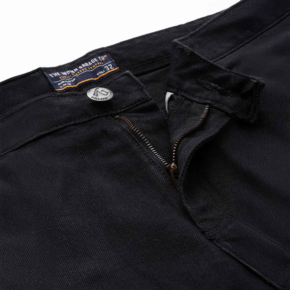 The Indian Garage Co Men's G-131 Dad Fit Solid Casual Jeans | Black | 30