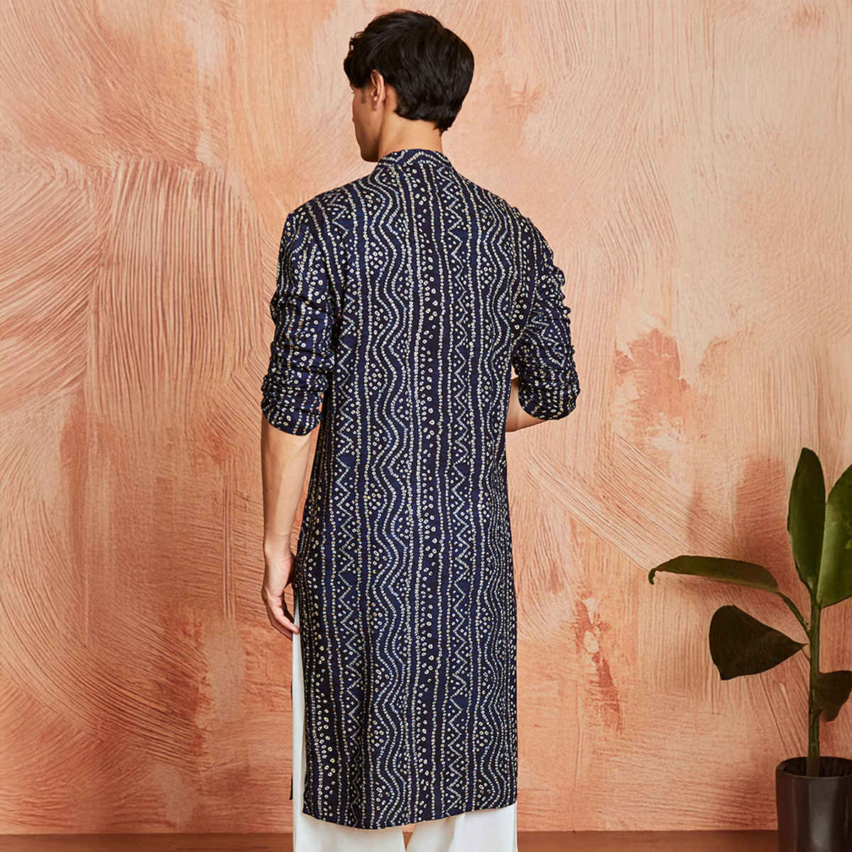 Vastramay Men's Rayon Kurta | Navy Blue - XL