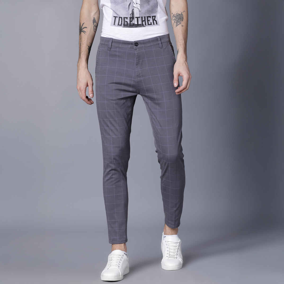 HIGHLANDER Men's Slim Fit Trousers | Grey - 30