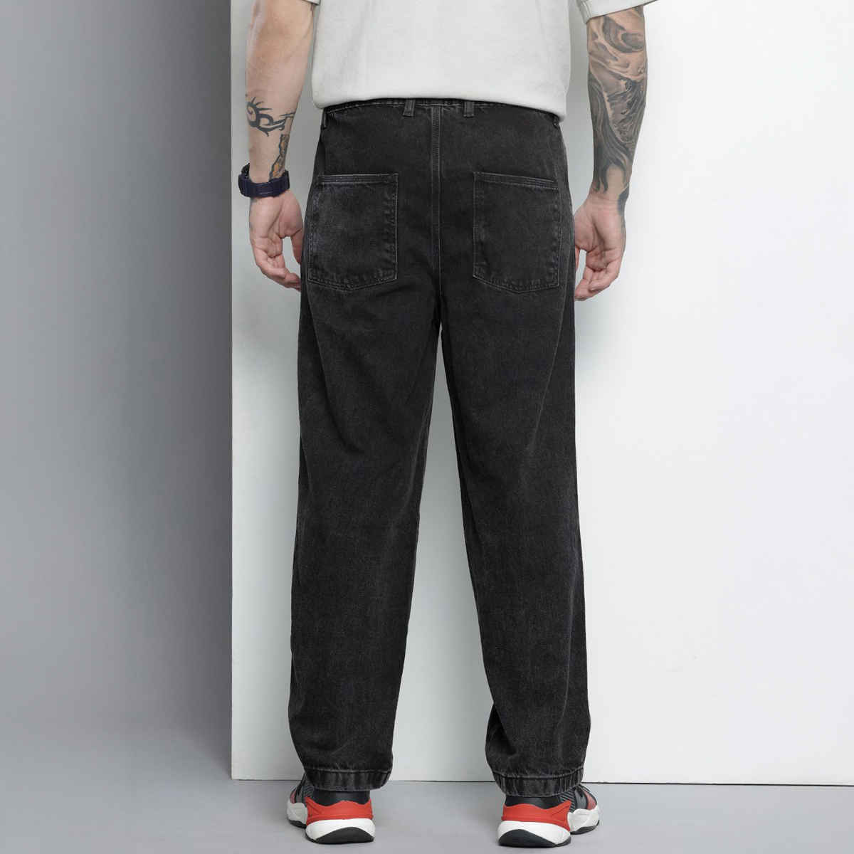 The Indian Garage Co Men's Relaxed Jogger Solid Casual Jeans | G711 | Grey - 36