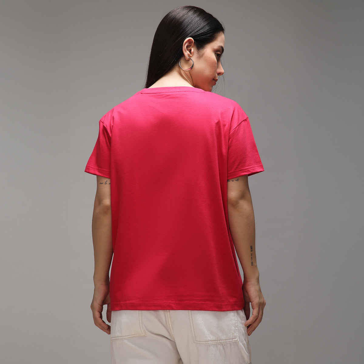 Dillinger Women's Short Sleeve Boxy Regular Embroidery T-shirt | Pink - L