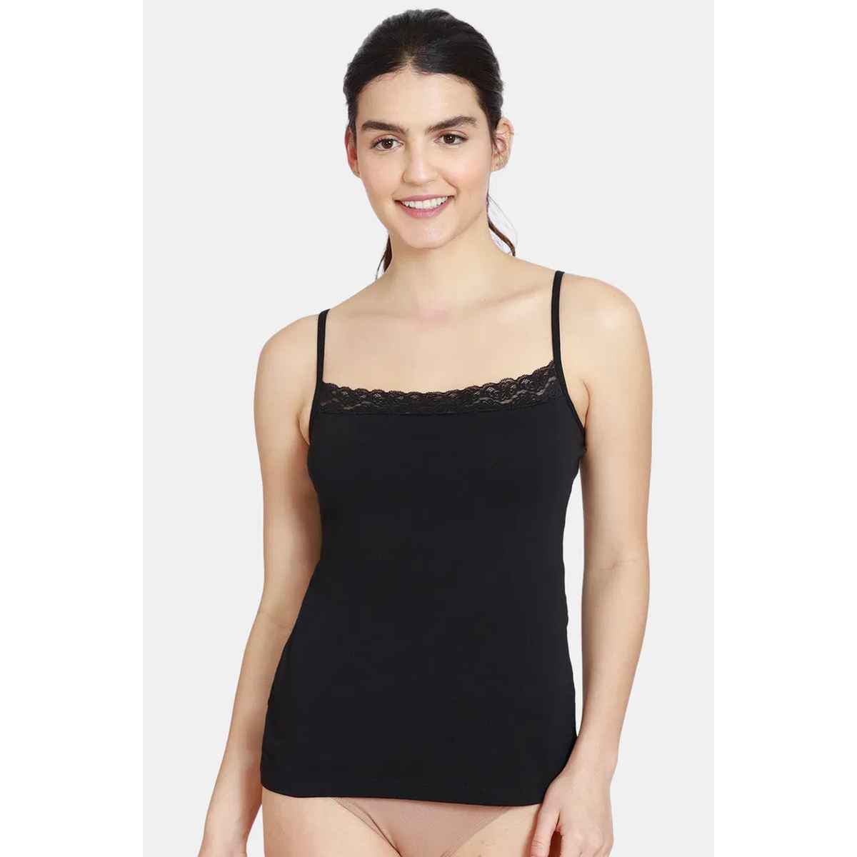 Zivame Women's Knit Cotton Camisole | Black - L
