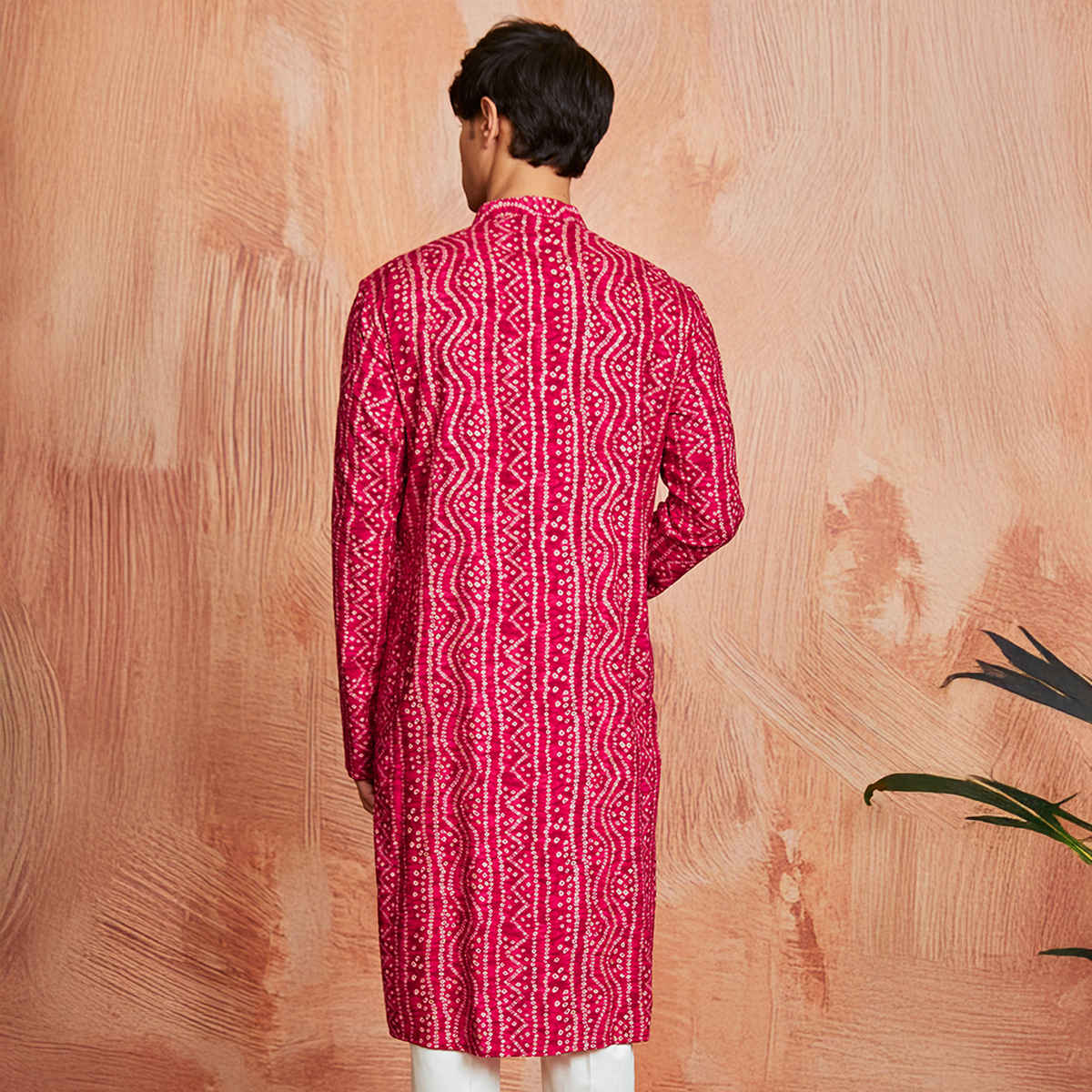 Vastramay Men's Falsa Rayon Kurta | Pink - L