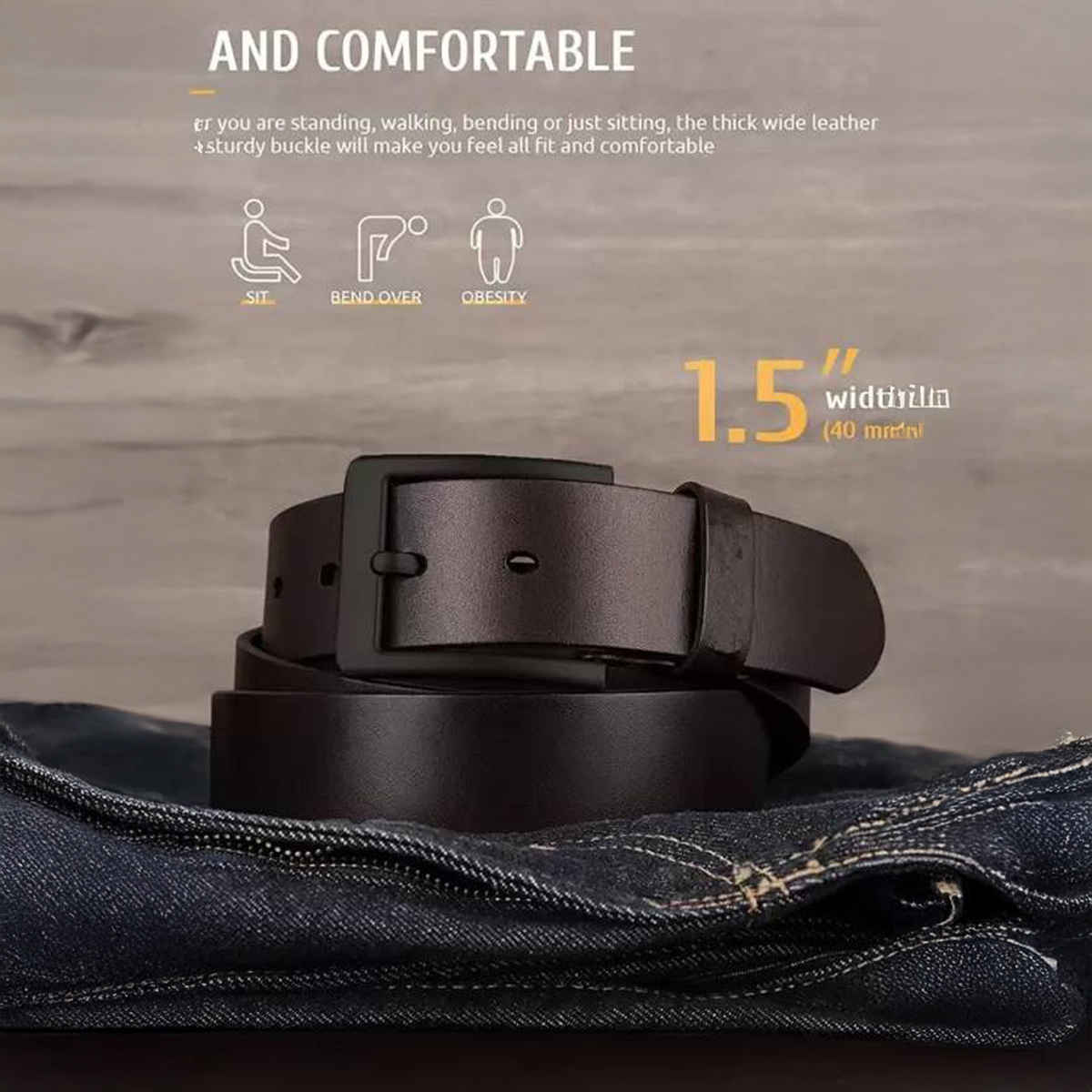 Kaezri Genuine Leather Brown Belt for Men With Bl. Buckle | Katabrbbd - 36