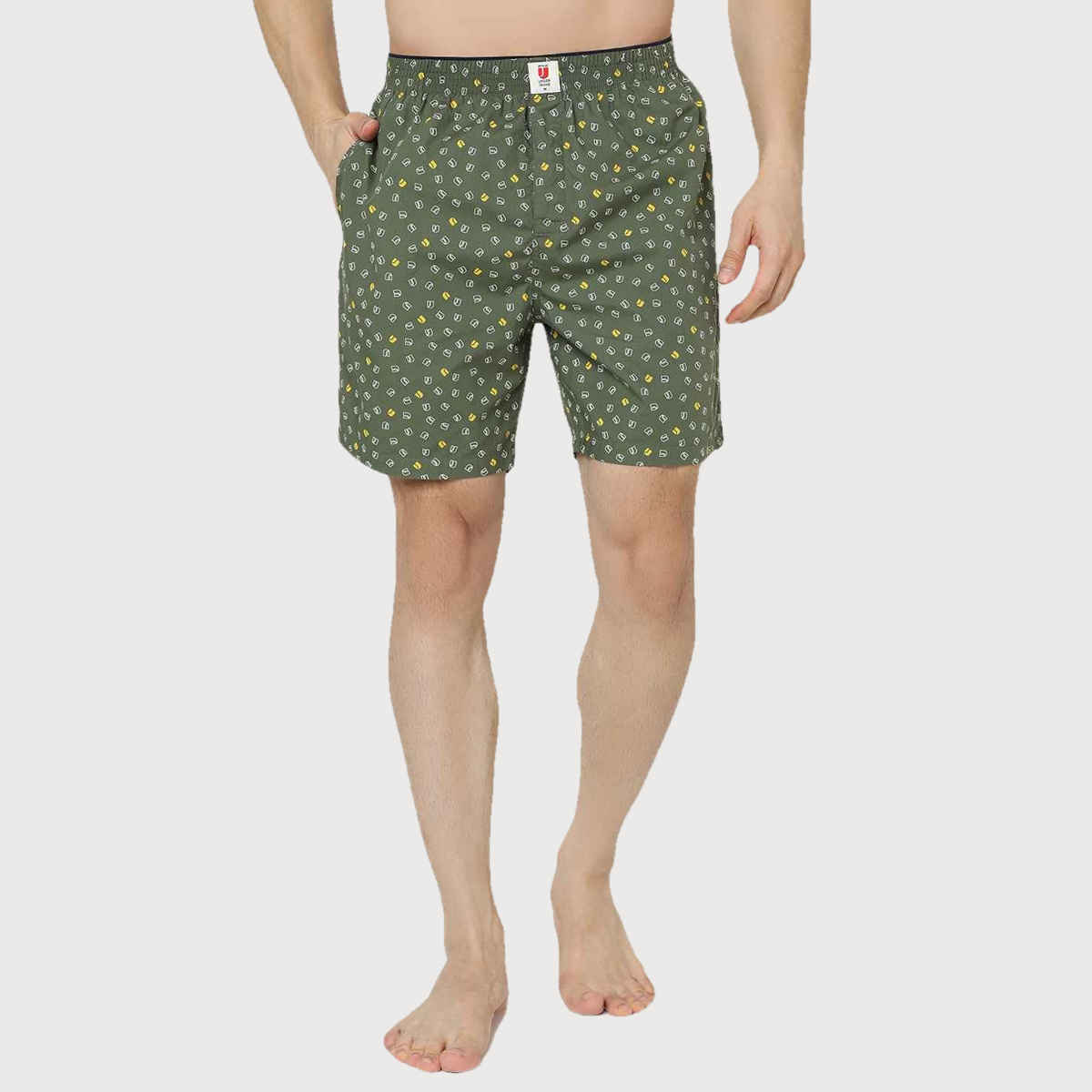 Underjeans by Spykar Men's Cotton Boxer Short | Green - L