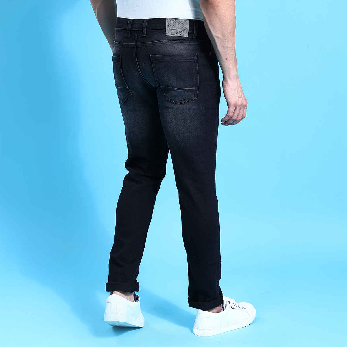 The Indian Garage Co Slim Fit Solid Casual Jeans | Black - 34