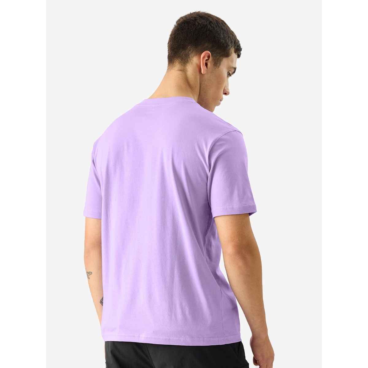 The Souled Store Men's Regular Solids-Deep Lavender Men's T-shirts | Lavender | M