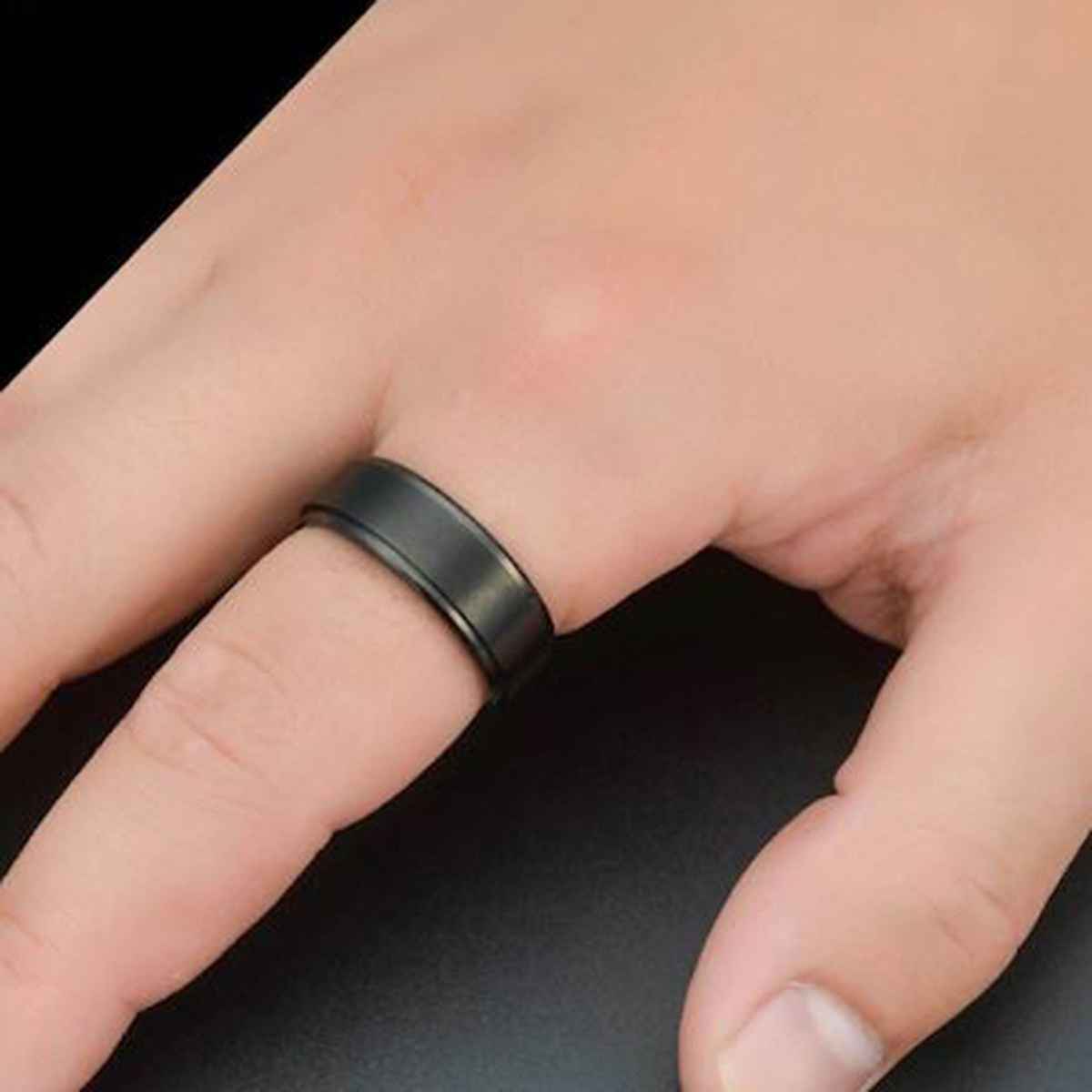 Peora Titanium Band Ring for Men Black Size- US 8