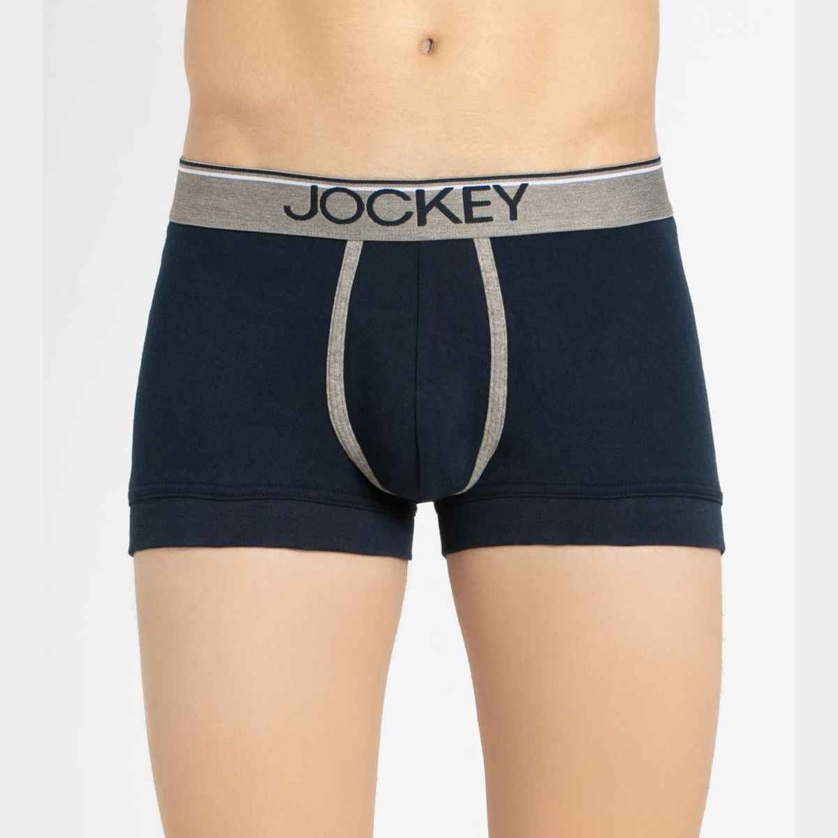 Jockey 8015 Men's Super Combed Cotton Rib Underwear Solid Trunk|Ultrasoft Waistband|PO2 | Navy-M