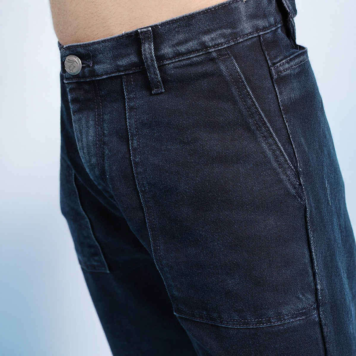 The Indian Garage Co Men's G371 Baggy Fit Solid Street Jeans | Dark Blue | 34