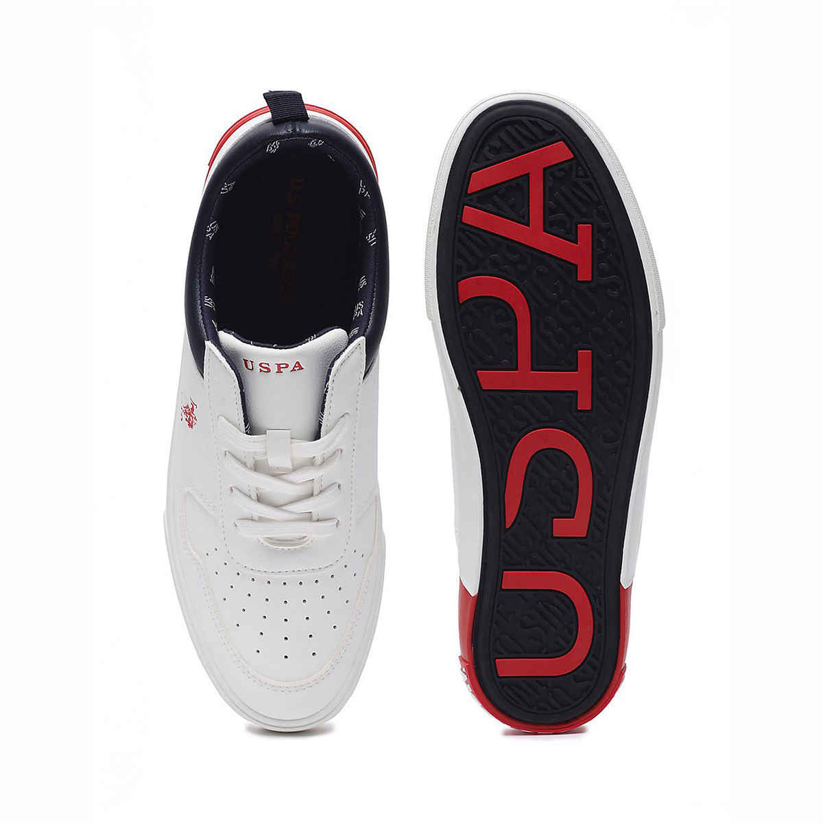 U.S. Polo Assn. Men's Men's Men Panelled Colour Block Clanal Sneakers Off white - UK 10