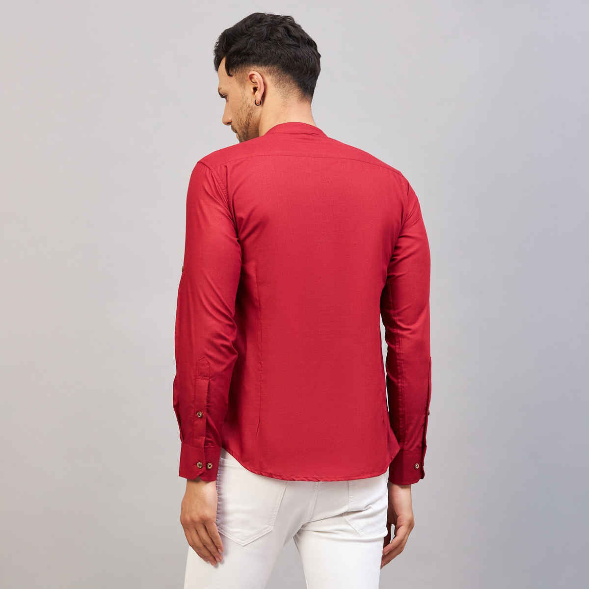 Vastramay Men's Cotton Blend Short Kurta for Eid | Maroon - M