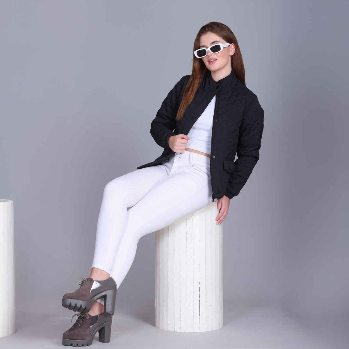 WESTCREW Women's Quilted Winter Full Sleeve Jacket | WC-0079black| Black - M