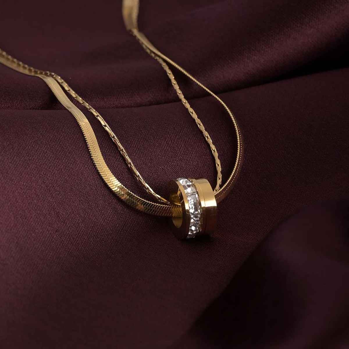 Palmonas Gilded Rings Layered Necklace For Womens | Waterproof And Anti-Tarnish