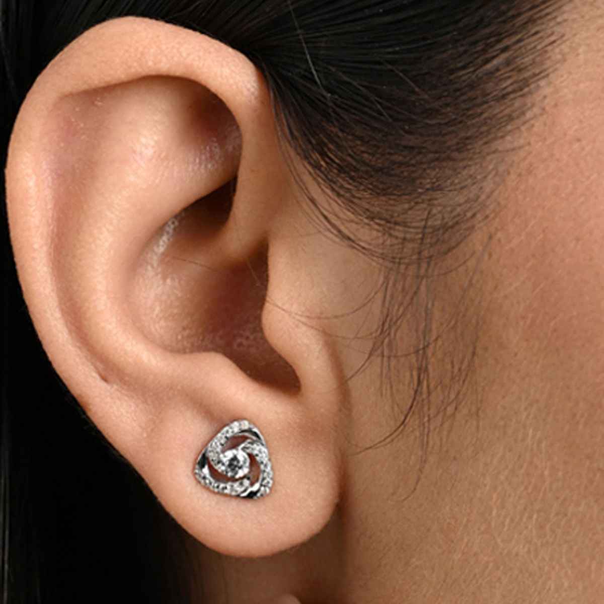 Clara 925 Sterling Silver Bianca Solitaire Stud Earrings | Platinum Plated | Swiss Zirconia
