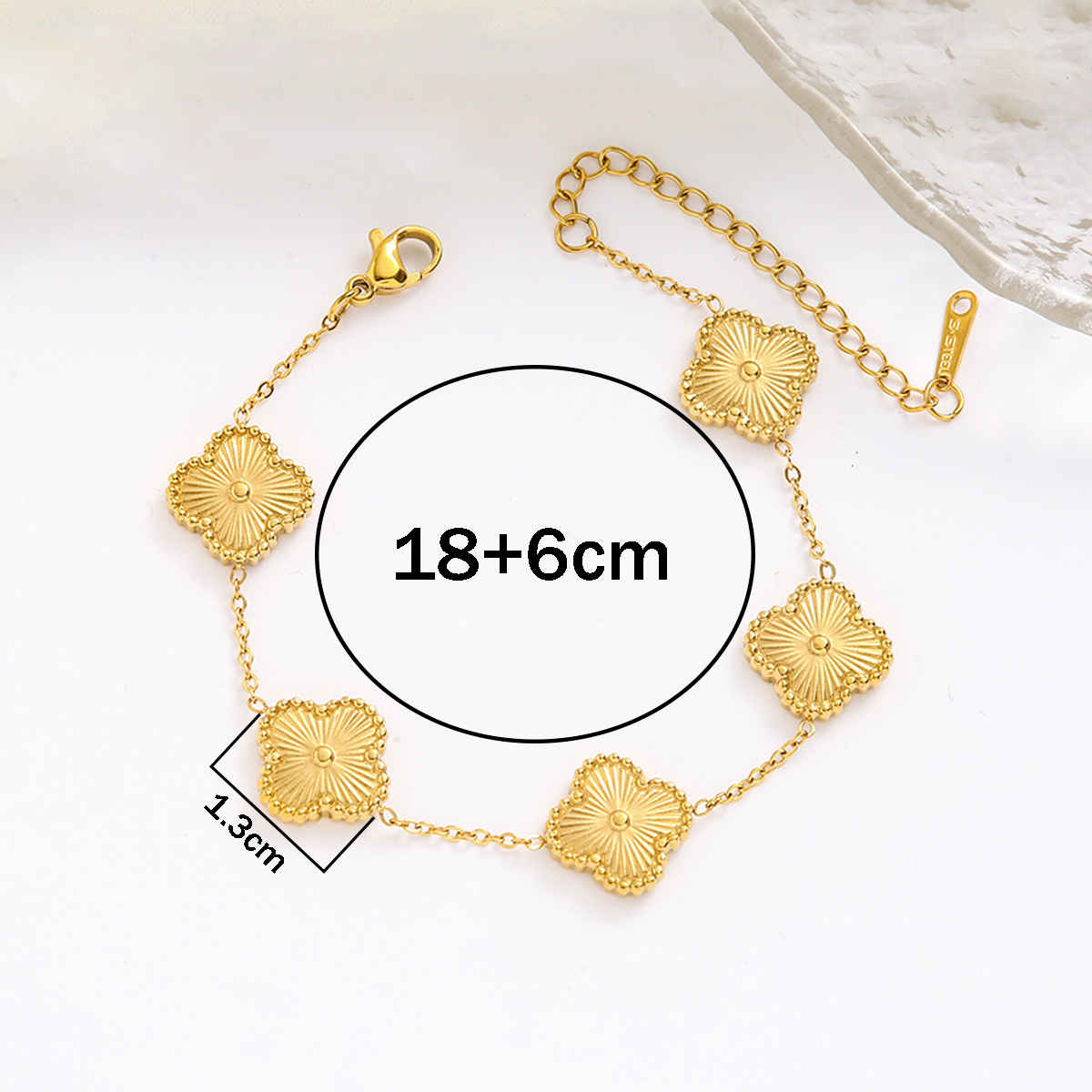 Label She Stainless Steel Gold Plated Golden Clover Bracelet | LS-BNG-16171
