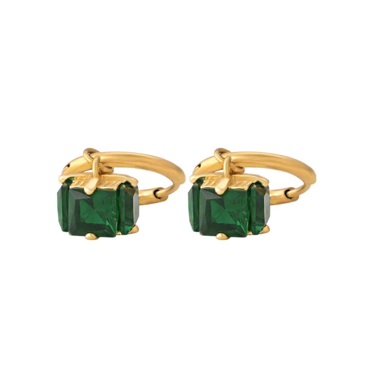 Palmonas Emerald Hoop Earrings For Womens | Waterproof And Anti-Tarnish