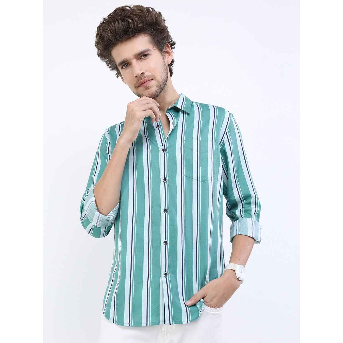 Ketch Men Slim Fit Striped Casual Shirt | Teal | XL