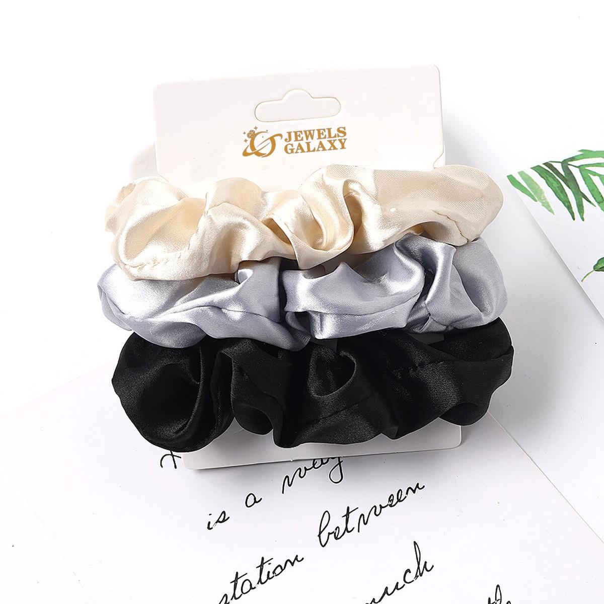 Jewels Galaxy Multicolor Regular-Use Satin Scrunchies (1 Pack 3 Pieces)