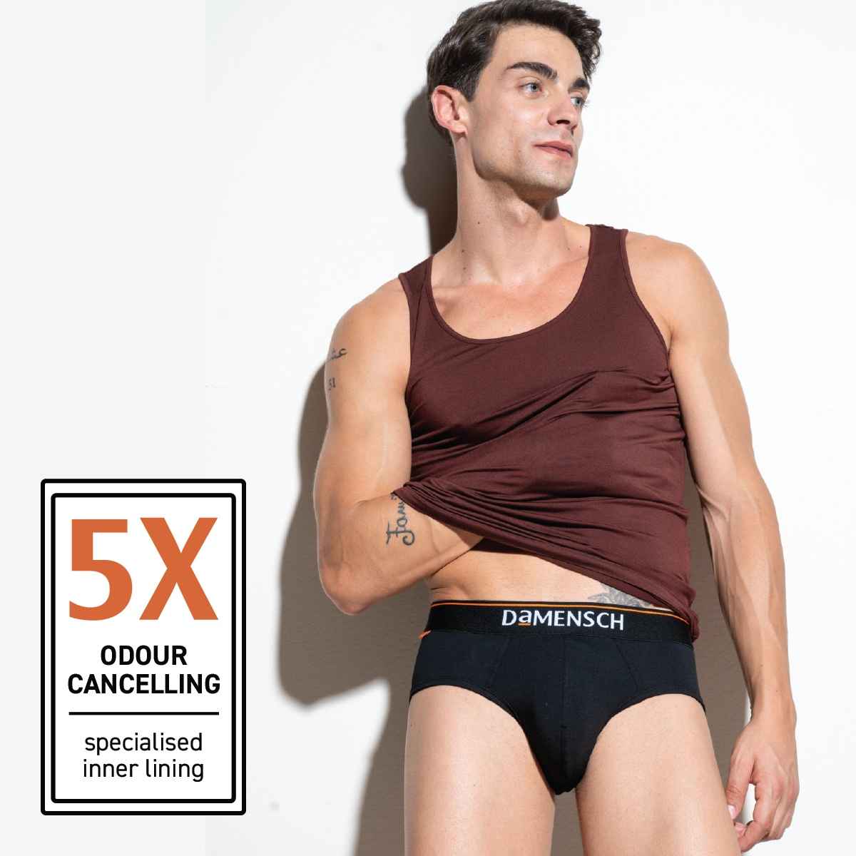 DaMENSCH Men's Basic Solid Brief | Black Knight and New Navy - M