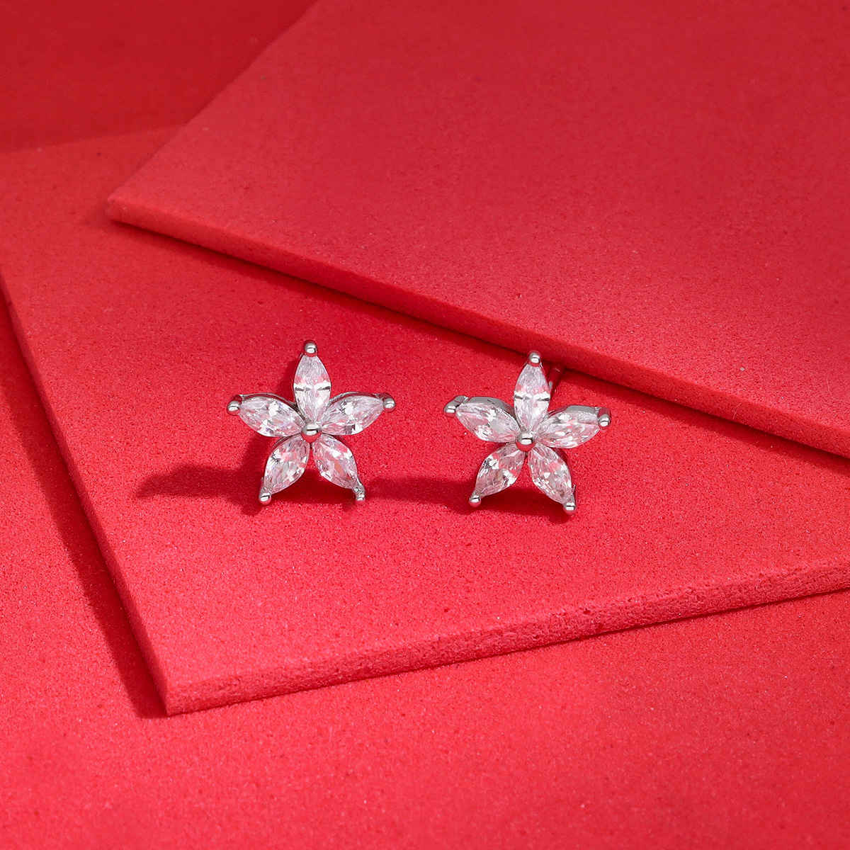 Kai Jewel Silver Floral Zircon Stud Earrings | ERSD787-S-NA