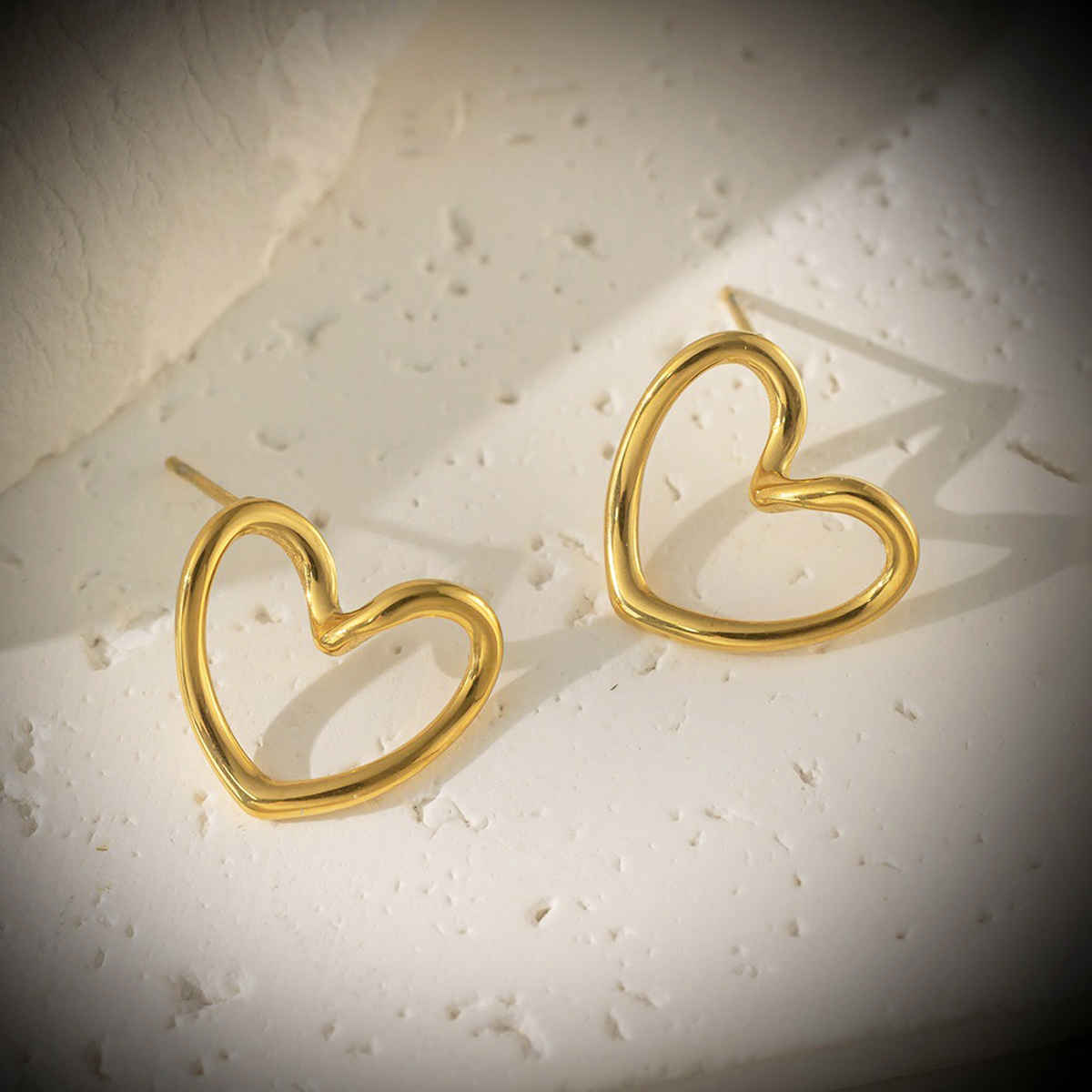 Label She Gold Plated Anti Tarnish Stainless Steel Heart Themed Stud Earrings | LS-ERG-57077