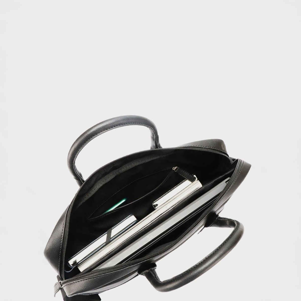 Cross Men's Solid Vegan Leather 23 L Laptop Briefcase Bag | Black