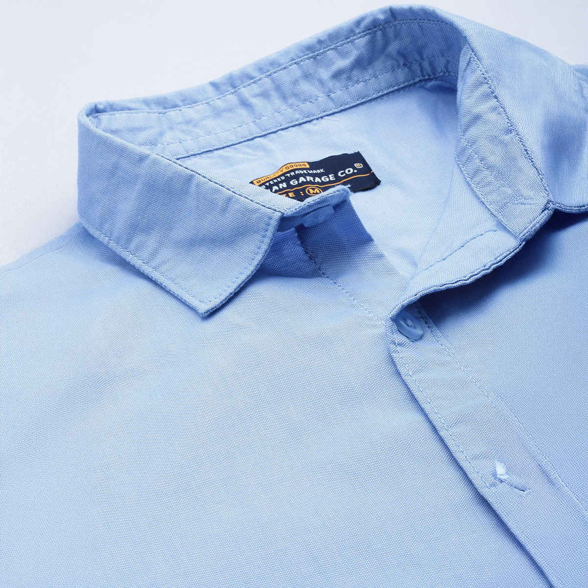 The Indian Garage Co Men's Regular Fit Solid Formal Shirts | Blue - XXL
