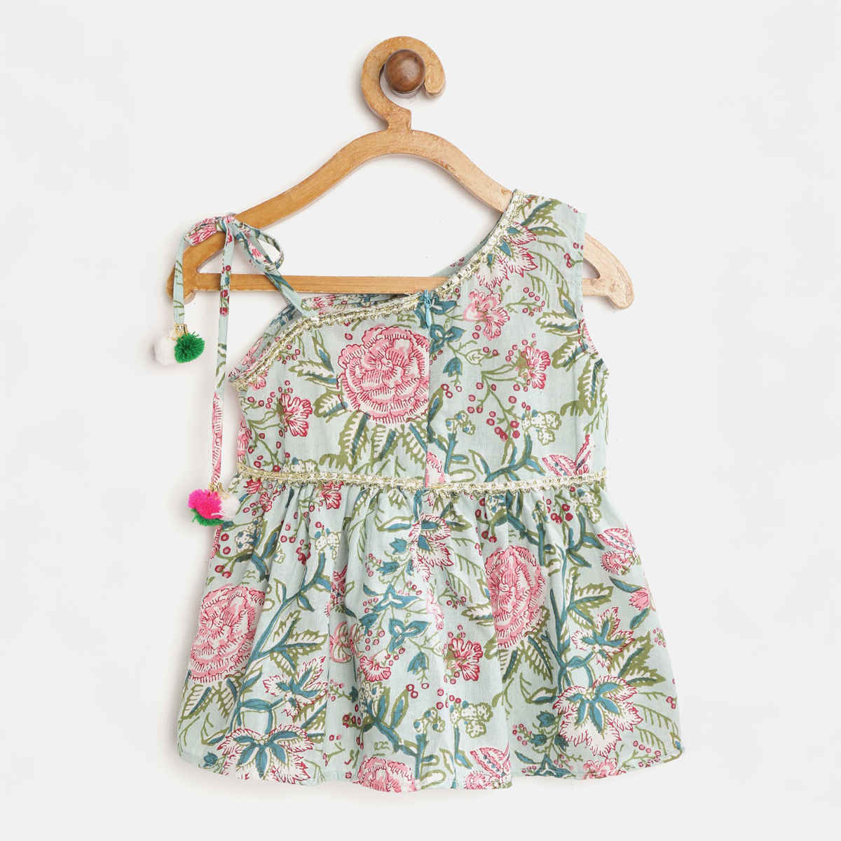 Pspeaches Girl's Dhoti Set | Dh-Greenjaal | Green | 2-3 yrs