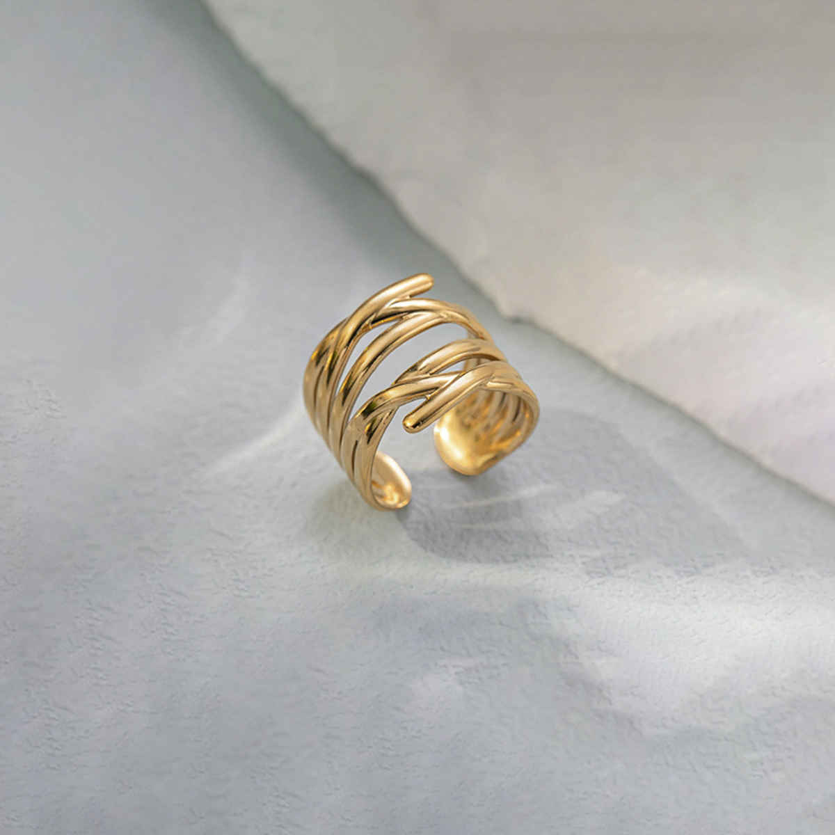 LabelShe Gold-Plated Stainless Steel Contemporary Adjustable Ring | LS-RNG-72200