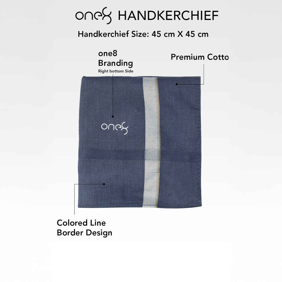 One8 Men's Solid Cotton Handkerchief | Dark Color