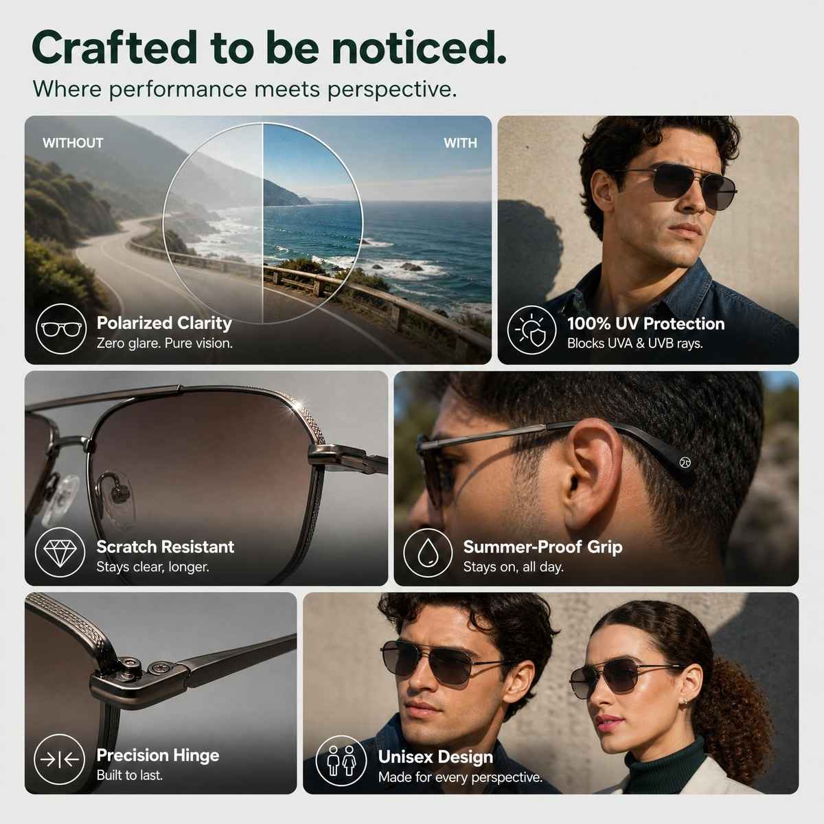 John Jacobs By Lenskart Unisex Solid Metal Rectangular Sunglasses | Gunmetal Brown - Extra Wide