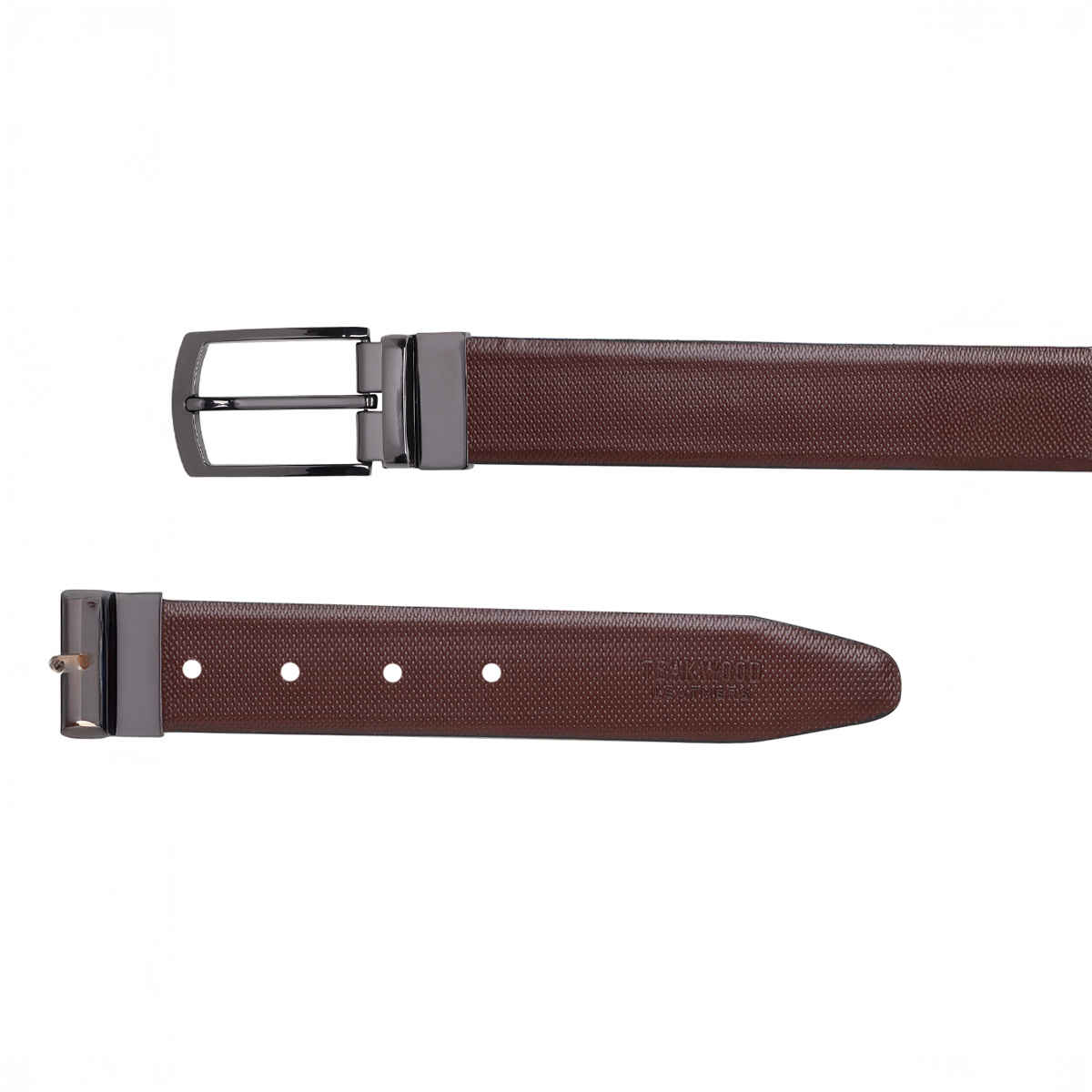 Teakwood Men's Solid Leather Reversible Belt | Black and Brown - 44 Inches