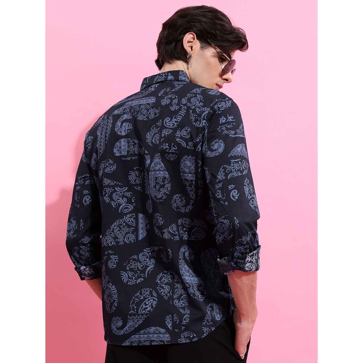 Ketch Men Slim Fit Floral Printed Casual Shirt | Blue | L