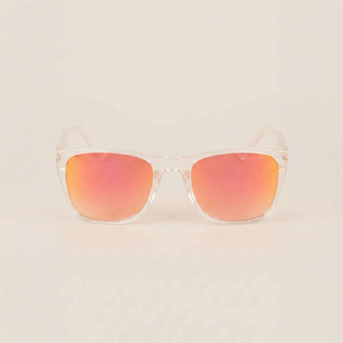 NuVew Unisex Wayfarer Mirrored Sunglasses | Clear & Red Golden | Medium