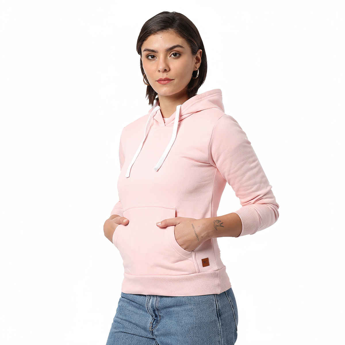 Campus Sutra Women's Winter Hoodie | Pink - M