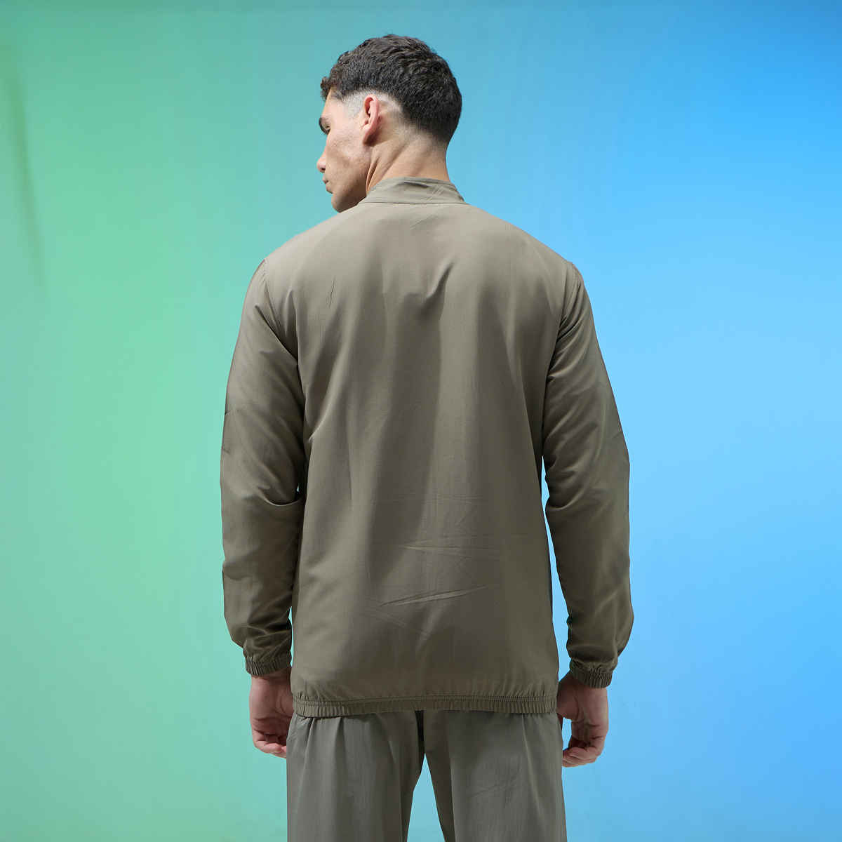 Technosport Men's Slim Fit Mock Neck Sports Jacket | TECHNOLITE Fabric | Olive - M