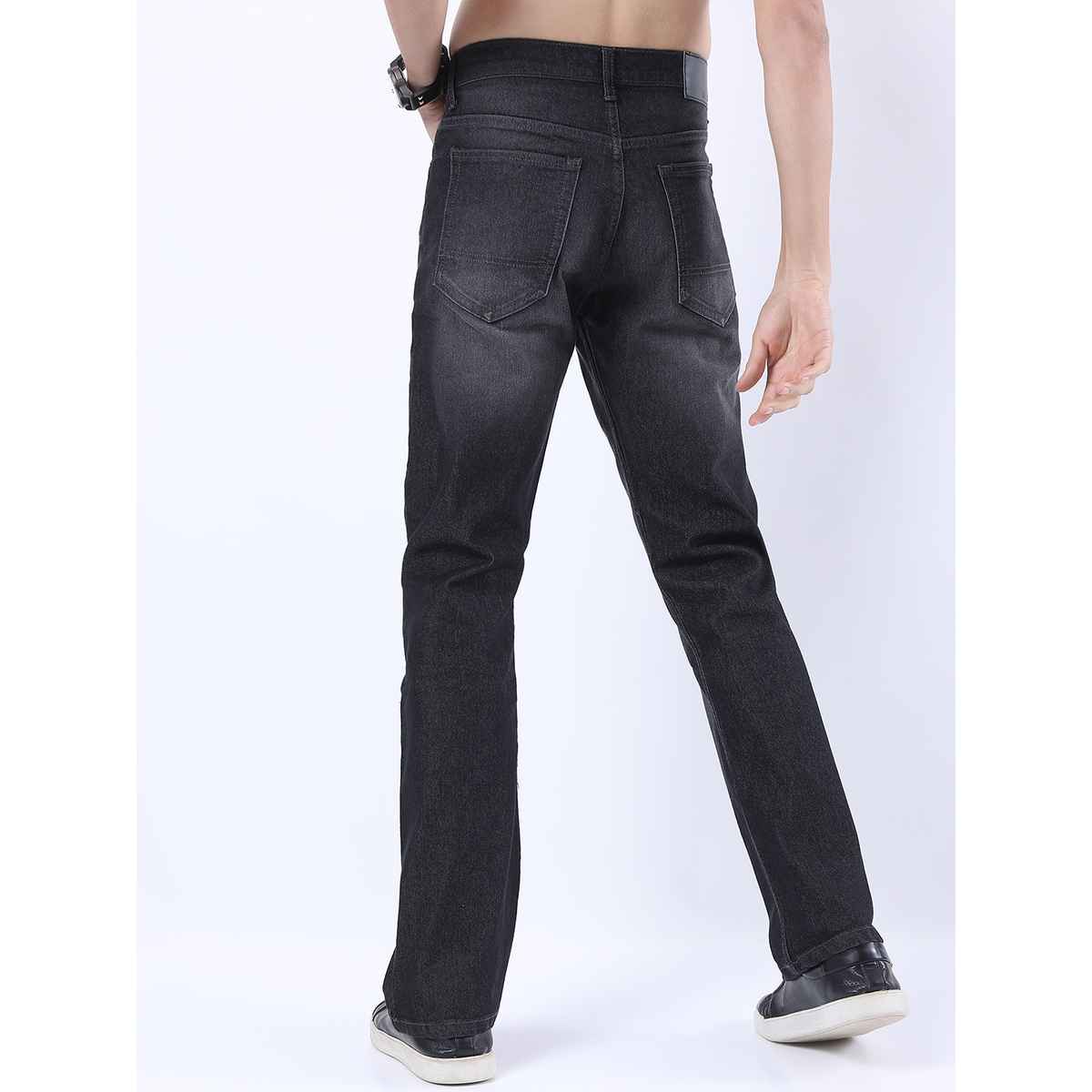 Ketch Men Charcoal Bootcut Light Fade Stretchable Jeans | Grey | 34
