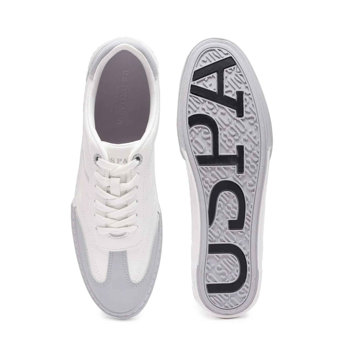 U.S. Polo Assn. Men's Men's Men Round Toe Solid Gain Sneakers Grey - UK 10