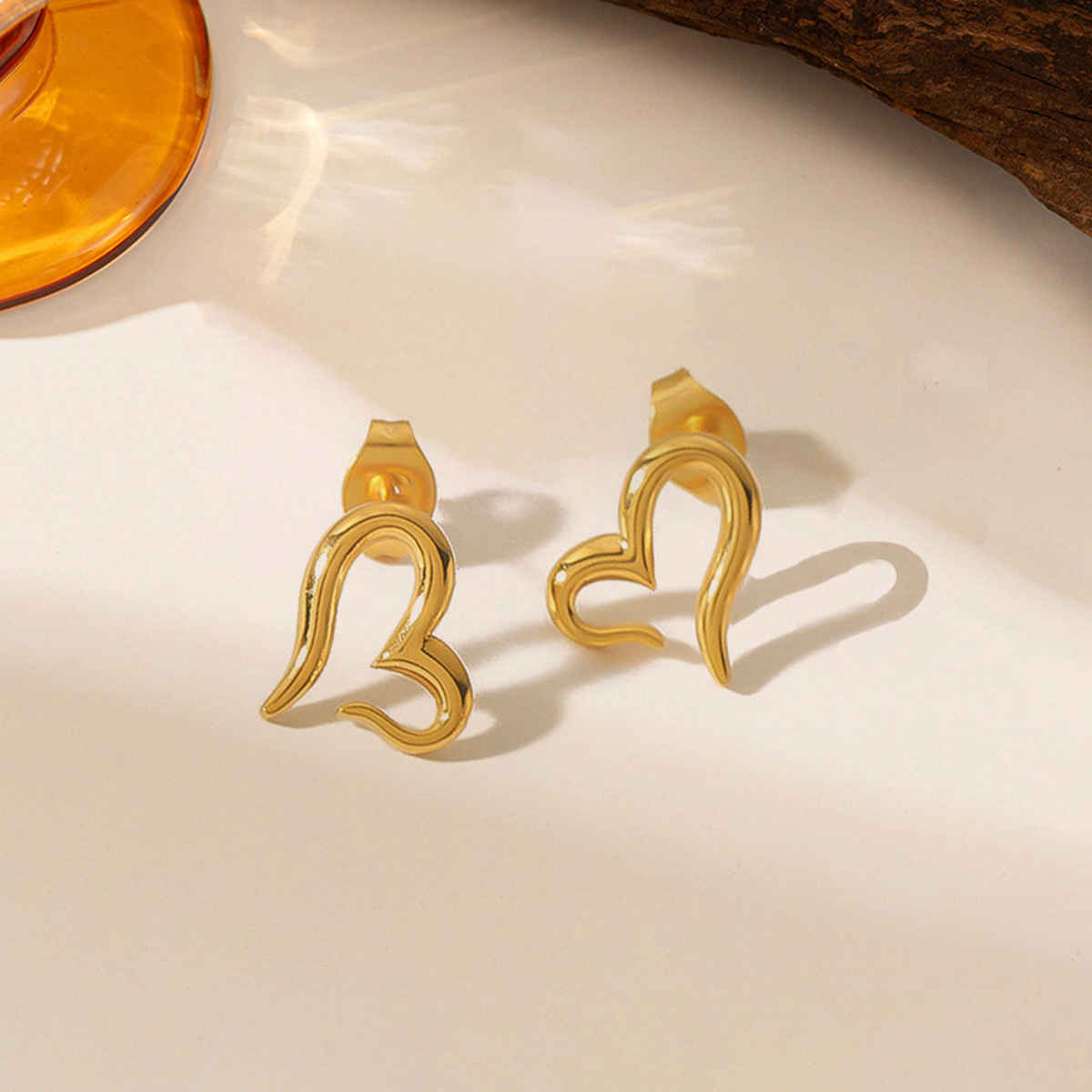 LabelShe Gold Plated Stainless Steel Heart Themed Stud Earrings | LS-ERG-57097