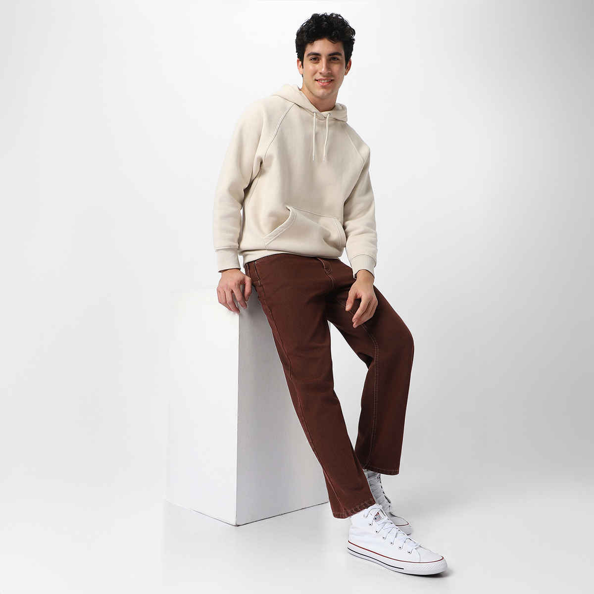 Urbano Fashion Men's Jeans Loose Baggy Fit Washed Non-Stretchable | Brown | 30